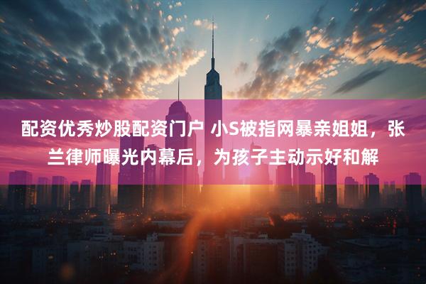 配资优秀炒股配资门户 小S被指网暴亲姐姐，张兰律师曝光内幕后，为孩子主动示好和解